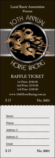 Horse Racing Raffle Ticket Product Front