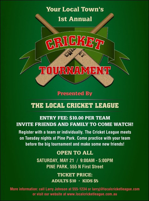 Cricket Tournament Flyer Product Front