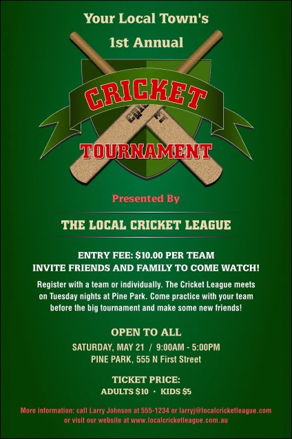 Cricket Tournament Poster Product Front