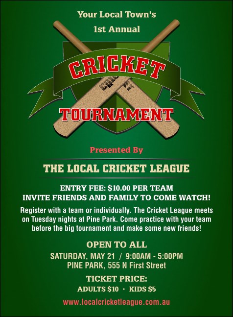 Cricket Tournament Invitation Product Front