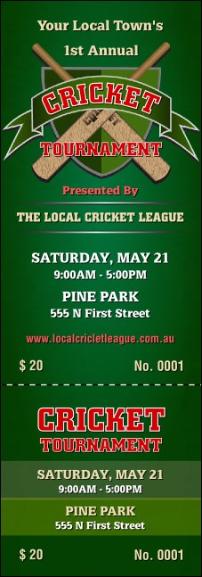 Cricket Tournament Event Ticket