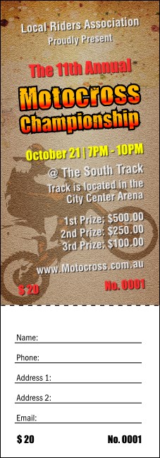 Motocross Raffle Ticket Product Front
