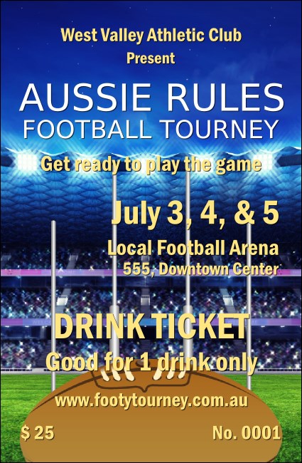 Aussie Rules Football 2 Drink Ticket Product Front