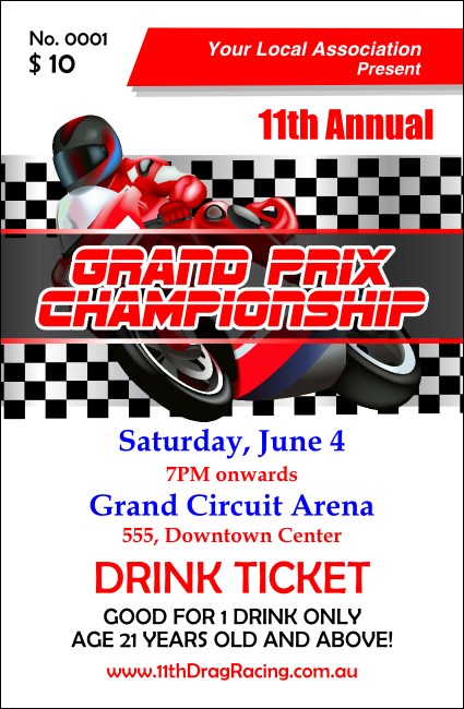 Grand Prix Drink Ticket Product Front