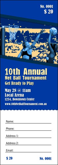 Net Ball Blue Raffle Ticket Product Front