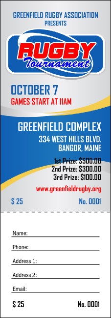 Rugby Tournament 2  Raffle Ticket Product Front