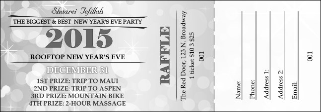 Silver Glitter Raffle Ticket Product Front