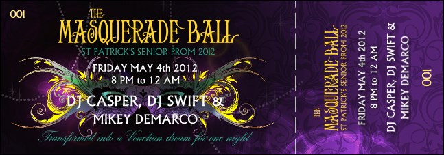 Masquerade Ball Event Ticket 0007 Product Front