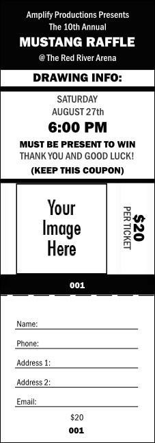 Your Image Black Raffle Ticket 0007 Product Front