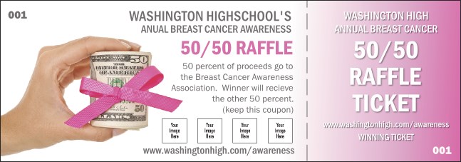 Pink Ribbon Fundraiser Raffle Ticket 0007 Product Front