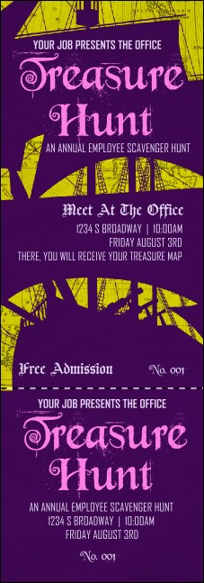 Pirate Ship Purple and Yellow Event Ticket Product Front