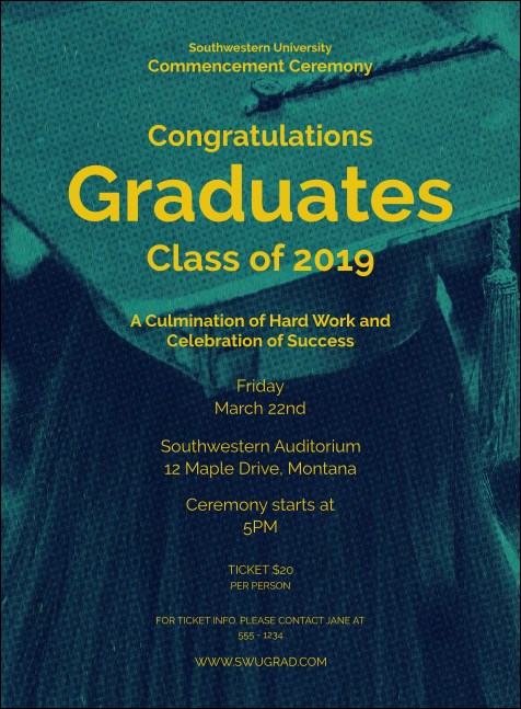 Graduation - Blue and Yellow Invitation