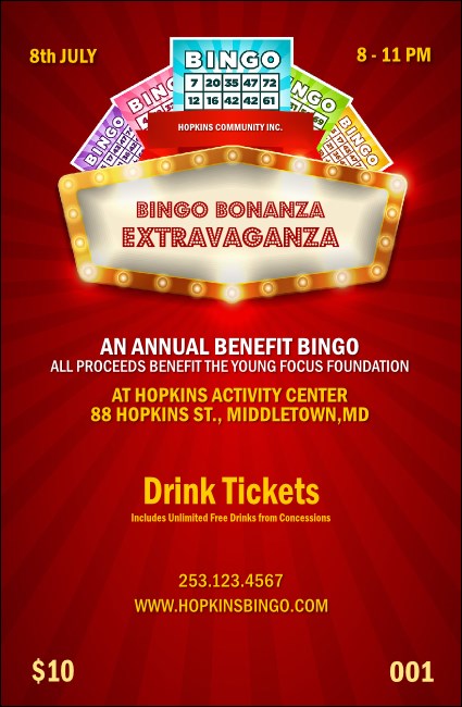 Bingo Bonanza Extravaganza Drink Ticket Product Front