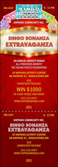 Bingo Bonanza Extravaganza Event Ticket