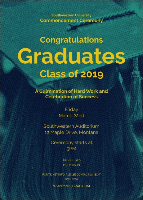 Graduation - Blue and Yellow Postcard