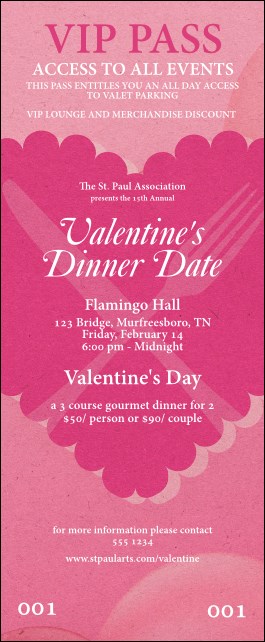 Valentine's Dinner Date  VIP Pass Product Front