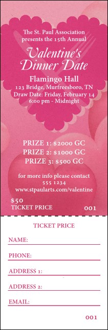 Valentine's Dinner Date  Raffle Ticket Product Front